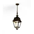 Roger Pradier Avenue 4 Clear Glass E27 Chain Pendant with Four-Sided Lantern in Gold Patina