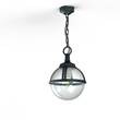 Roger Pradier Boreal Model 1 Smoked Glass Pendant with Cast Aluminium in Green Patina