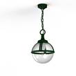 Roger Pradier Boreal Model 1 Smoked Glass Pendant with Cast Aluminium in Racing Green
