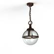 Roger Pradier Boreal Model 1 Smoked Glass Pendant with Cast Aluminium in Old Rustic
