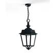 Roger Pradier Place des Vosges 1 Evolution Clear Glass Chain Pendant with Four-Sided Lantern in Green Patina