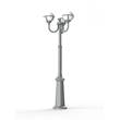 Roger Pradier Boreal Model 9 Opal Glass Pole 3 Lanterns Street Lamp with Cast Aluminium in Metal Grey