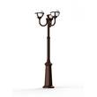 Roger Pradier Boreal Model 9 Opal Glass Pole 3 Lanterns Street Lamp with Cast Aluminium in Old Rustic
