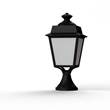 Roger Pradier Place des Vosges 1 Evolution Small Opal Glass Pedestal with Four-Sided Lantern in Jet Black