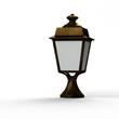 Roger Pradier Place des Vosges 1 Evolution Small Opal Glass Pedestal with Four-Sided Lantern in Gold Painted