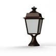 Roger Pradier Place des Vosges 1 Evolution Small Opal Glass Pedestal with Four-Sided Lantern in Old Rustic