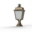Roger Pradier Place des Vosges 1 Evolution Small Opal Glass Pedestal with Four-Sided Lantern in Sandstone