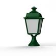 Roger Pradier Place des Vosges 1 Evolution Small Opal Glass Pedestal with Four-Sided Lantern in Fir Green