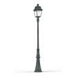 Roger Pradier Avenue 3 Large Clear Glass 3000K LED Lamp Post with Minimalist lines style lantern in Green Patina