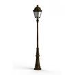Roger Pradier Avenue 3 Large Opal Glass 3000K LED Lamp Post with Minimalist lines style lantern in Gold Patina