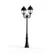 Roger Pradier Avenue 3 Large Double Arm Clear Glass 3000K LED Lamp Post with Minimalist lines style lantern in Jet Black