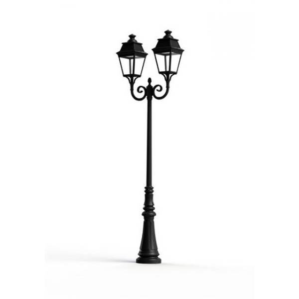 Roger Pradier Avenue 3 Large Double Arm Clear Glass 3000K LED Lamp Post with Minimalist lines style lantern