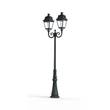 Roger Pradier Avenue 3 Large Double Arm Clear Glass 3000K LED Lamp Post with Minimalist lines style lantern in Green Patina