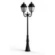 Roger Pradier Avenue 3 Large Double Arm Opal Class 3000K LED Lamp Post with Minimalist lines style lantern in Jet Black