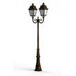 Roger Pradier Avenue 3 Large Double Arm Opal Class 3000K LED Lamp Post with Minimalist lines style lantern in Gold Patina