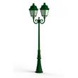 Roger Pradier Avenue 3 Large Double Arm Opal Class 3000K LED Lamp Post with Minimalist lines style lantern in Fir Green