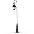 Roger Pradier Avenue 3 Clear Glass Swan Neck 3000K LED Lamp Post with Minimalist lines style lantern in Jet Black
