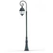 Roger Pradier Avenue 3 Clear Glass Swan Neck 3000K LED Lamp Post with Minimalist lines style lantern in Green Patina