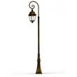 Roger Pradier Avenue 3 Clear Glass Swan Neck 3000K LED Lamp Post with Minimalist lines style lantern in Gold Patina
