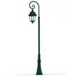 Roger Pradier Avenue 3 Clear Glass Swan Neck 3000K LED Lamp Post with Minimalist lines style lantern in Fir Green