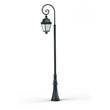Roger Pradier Avenue 3 Opal Glass Swan Neck 3000K LED Lamp Post with Minimalist lines style lantern in Green Patina