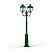Roger Pradier Place des Vosges 1 Evolution Extra-Large Double Arm Clear Glass Lamp Post with Minimalist lines style lantern in Fir Green