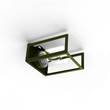 Roger Pradier Hugy Clear Glass Decorative Multi-Position Light with Cut-Out and bent Aluminium Body in Fern Green