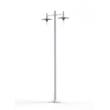 Roger Pradier Montana Model 4 Double Arm Clear Glass & White Shade Lamp Post with Cast Aluminium Pole in White