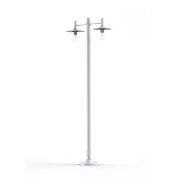 Roger Pradier Montana Model 4 Double Arm Clear Glass & White Shade Lamp Post with Cast Aluminium Pole