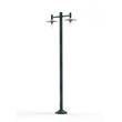 Roger Pradier Montana Model 4 Double Arm Clear Glass & White Shade Lamp Post with Cast Aluminium Pole in Green Patina