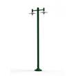 Roger Pradier Montana Model 4 Double Arm Clear Glass & White Shade Lamp Post with Cast Aluminium Pole in British Green