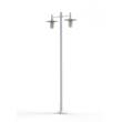 Roger Pradier Montana Model 4 Double Arm Opal Glass & Copper Shade Lamp Post with Cast Aluminium Pole in White