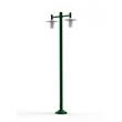 Roger Pradier Montana Model 4 Double Arm Opal Glass & Copper Shade Lamp Post with Cast Aluminium Pole in British Green