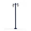 Roger Pradier Montana Model 4 Double Arm Opal Glass & Copper Shade Lamp Post with Cast Aluminium Pole in Steel Blue