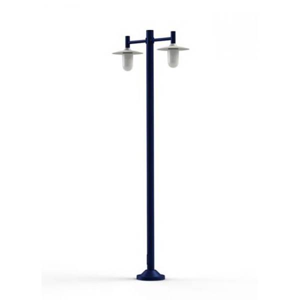 Roger Pradier Montana Model 4 Double Arm Opal Glass & Copper Shade Lamp Post with Cast Aluminium Pole
