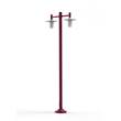 Roger Pradier Montana Model 4 Double Arm Opal Glass & Copper Shade Lamp Post with Cast Aluminium Pole in Wine Red