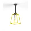 Roger Pradier Lampiok Model 2 Small Clear Glass Lantern with minimalist lines style frame in Sulfur Yellow