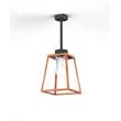 Roger Pradier Lampiok Model 2 Small Clear Glass Lantern with minimalist lines style frame in Patinated Lacquered Copper