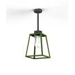 Roger Pradier Lampiok Model 2 Small Clear Glass Lantern with minimalist lines style frame in Fern Green