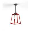 Roger Pradier Lampiok Model 2 Small Clear Glass Lantern with minimalist lines style frame in Tomato Red