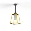 Roger Pradier Lampiok Model 2 Small Frosted Glass Lantern with minimalist lines style frame in Tinted Lacquered Brass
