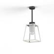 Roger Pradier Lampiok Model 2 Small Frosted Glass Lantern with minimalist lines style frame in Pure White