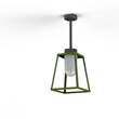 Roger Pradier Lampiok Model 2 Small Frosted Glass Lantern with minimalist lines style frame in Fern Green