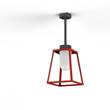 Roger Pradier Lampiok Model 2 Small Frosted Glass Lantern with minimalist lines style frame in Tomato Red
