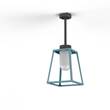 Roger Pradier Lampiok Model 2 Small Frosted Glass Lantern with minimalist lines style frame in Blue