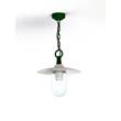 Roger Pradier Montana Model 1 Clear Glass & White Shade Pendant with Cast Aluminium Chain in British Green