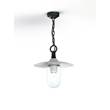 Roger Pradier Montana Model 1 Clear Glass & White Shade Pendant with Cast Aluminium Chain in Slate Grey