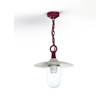 Roger Pradier Montana Model 1 Clear Glass & White Shade Pendant with Cast Aluminium Chain in Wine Red
