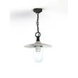 Roger Pradier Montana Model 1 Clear Glass & White Shade Pendant with Cast Aluminium Chain in Black Grey