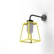 Roger Pradier Lampiok Model 5 Wall Bracket Frosted Glass Lantern with minimalist lines style frame in Sulfur Yellow